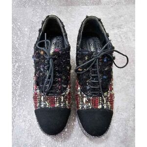 Chanel Tweed Platform Shoes Size 39.5